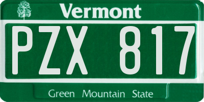 VT license plate PZX817