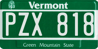 VT license plate PZX818