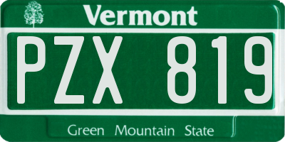 VT license plate PZX819