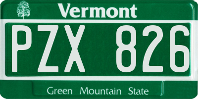 VT license plate PZX826