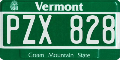 VT license plate PZX828
