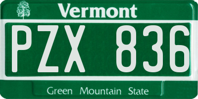 VT license plate PZX836