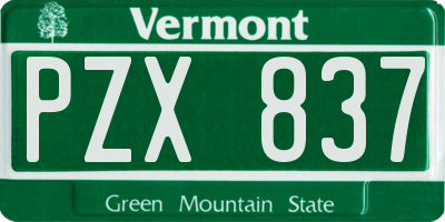 VT license plate PZX837