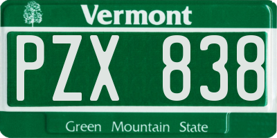 VT license plate PZX838