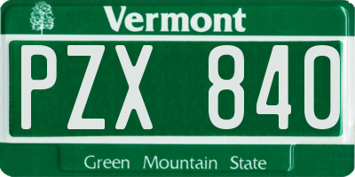 VT license plate PZX840