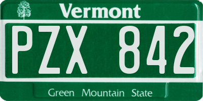 VT license plate PZX842