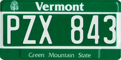 VT license plate PZX843