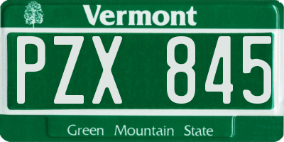 VT license plate PZX845