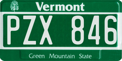 VT license plate PZX846