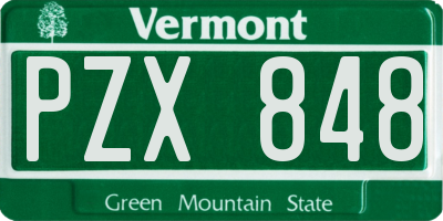 VT license plate PZX848