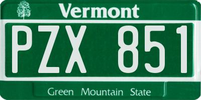 VT license plate PZX851