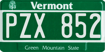 VT license plate PZX852
