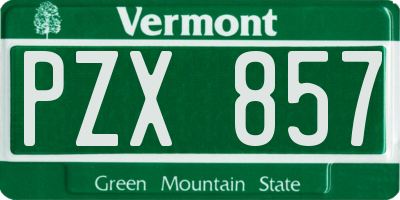 VT license plate PZX857