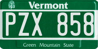 VT license plate PZX858