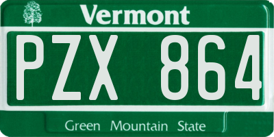 VT license plate PZX864