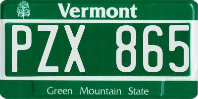 VT license plate PZX865