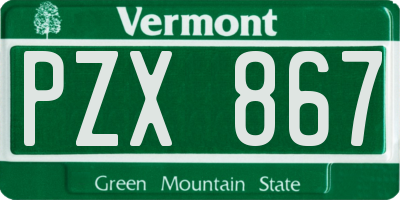 VT license plate PZX867