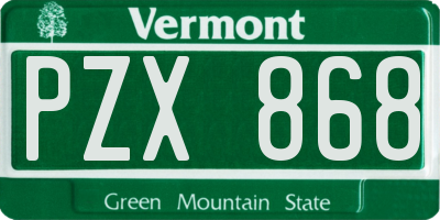 VT license plate PZX868
