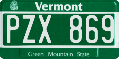 VT license plate PZX869