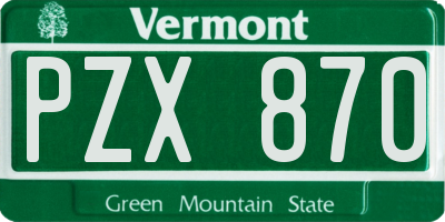 VT license plate PZX870
