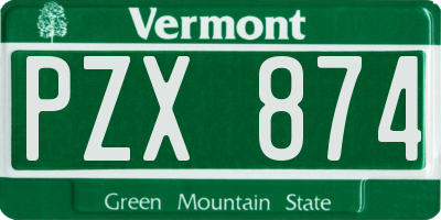 VT license plate PZX874