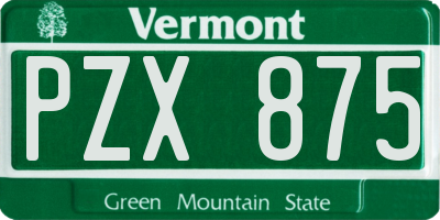 VT license plate PZX875