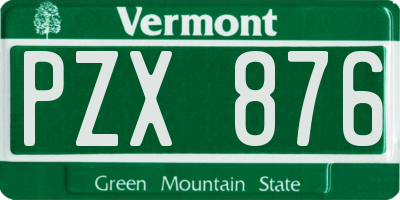 VT license plate PZX876