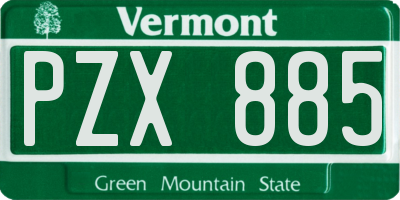 VT license plate PZX885