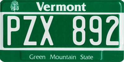 VT license plate PZX892