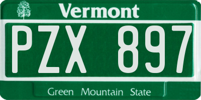 VT license plate PZX897