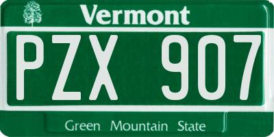 VT license plate PZX907
