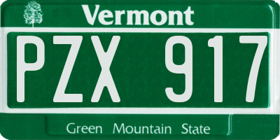 VT license plate PZX917