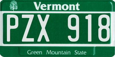 VT license plate PZX918