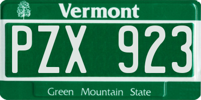 VT license plate PZX923
