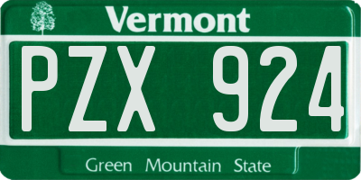 VT license plate PZX924