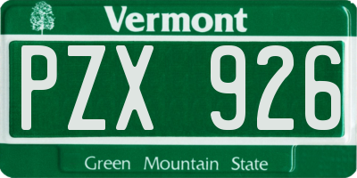 VT license plate PZX926