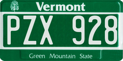 VT license plate PZX928
