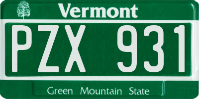 VT license plate PZX931