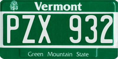 VT license plate PZX932
