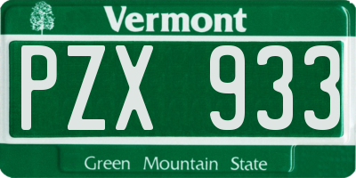 VT license plate PZX933