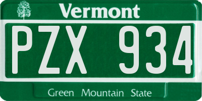 VT license plate PZX934