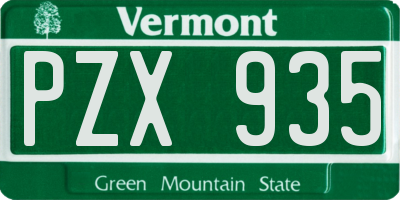 VT license plate PZX935