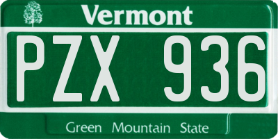 VT license plate PZX936