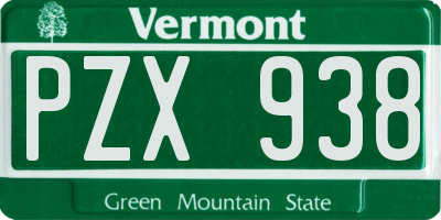 VT license plate PZX938