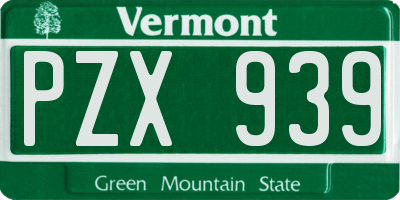 VT license plate PZX939