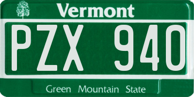 VT license plate PZX940