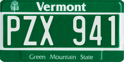 VT license plate PZX941