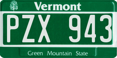 VT license plate PZX943
