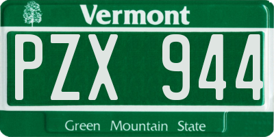 VT license plate PZX944