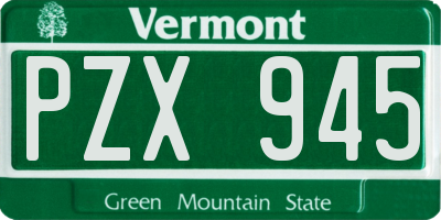 VT license plate PZX945